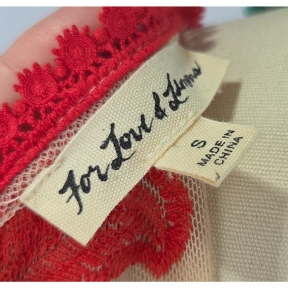 For Love & Lemons Temecula Maxi Dress Size S Red Embroidered Mesh Deep V Neck - Picture 9 of 9